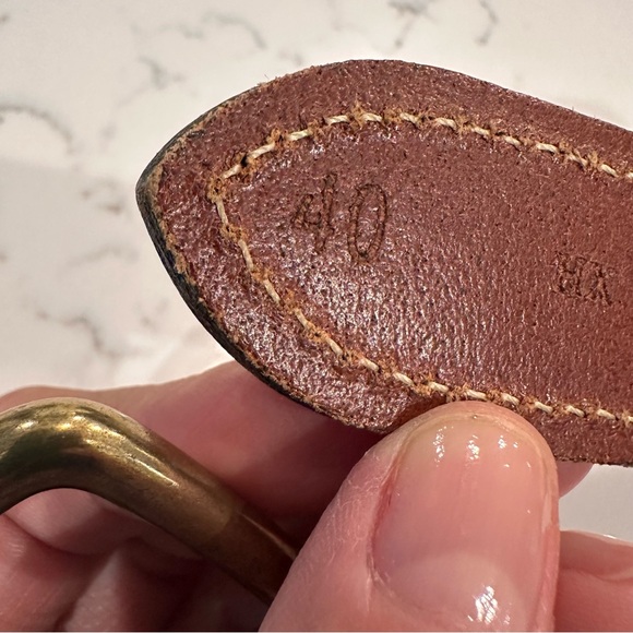 Tommy Hilfiger Mens Leather Canvas 2-Tone Belt Size 40 Blue Green USA Vintage - Picture 7 of 11